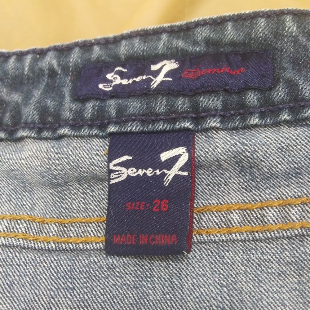 7 For All Mankind Crystal Pocket Low Rise Size 26 Jeans Cropped Rolled Cuff - Picture 9 of 9